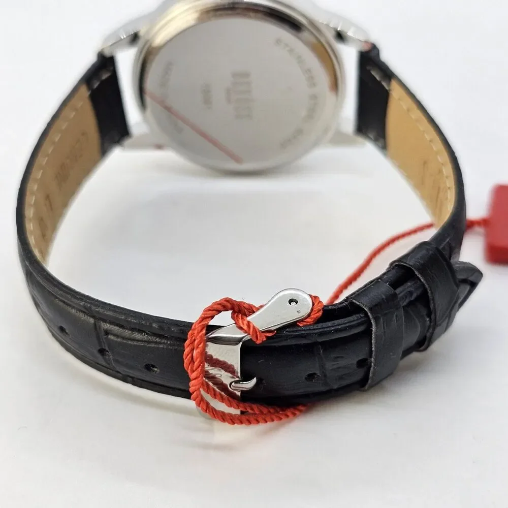 Benoss‎ Milan 38MM Men's Watch Black Dial Day Date Indicator Black Leather Bands